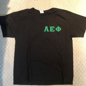 AEPHI Black and Green Stitched letter T-shirt